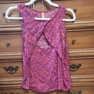 Free People Pink and Purple Patterned Tank Top